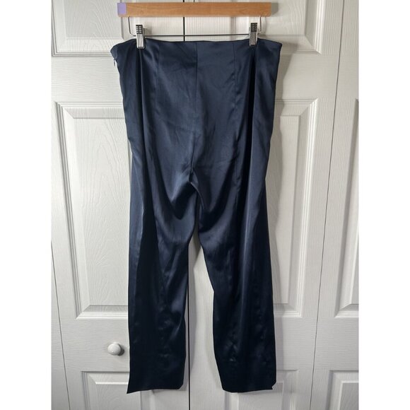 Maison de Papillon Kennedy Navy Blue Sateen Satin Pants Women's Size Large L - Picture 7 of 8